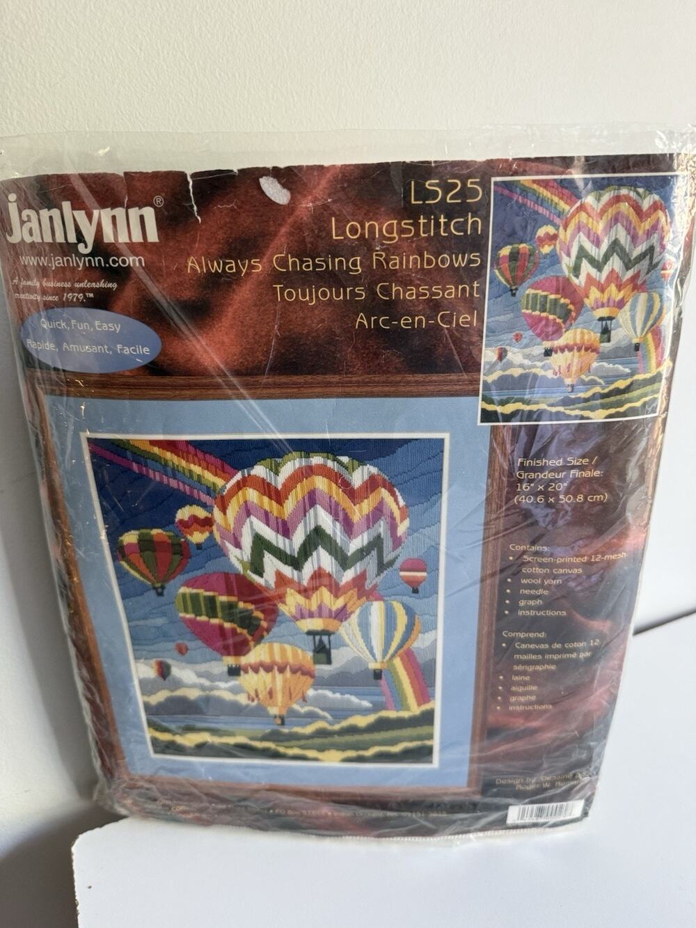 2000 Janlynn LS25 Always Chasing Rainbows Longstitch Kit - Opened